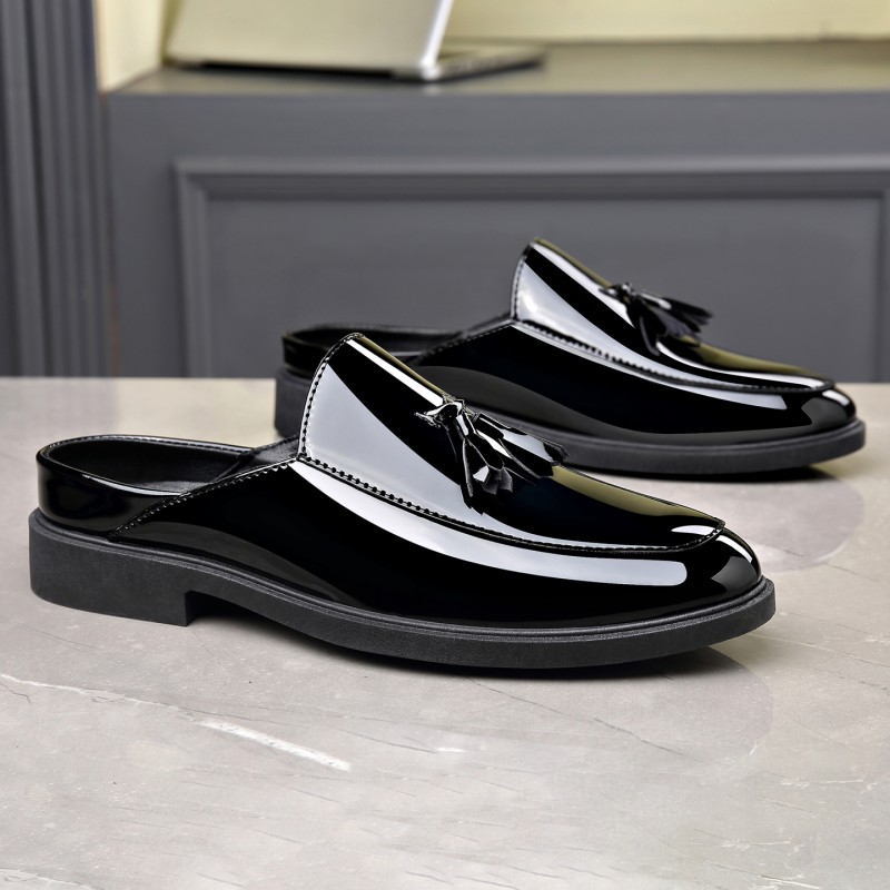 Mules de cuero negro con borla - Formal Men Daily Wear Footwear reseña y precio