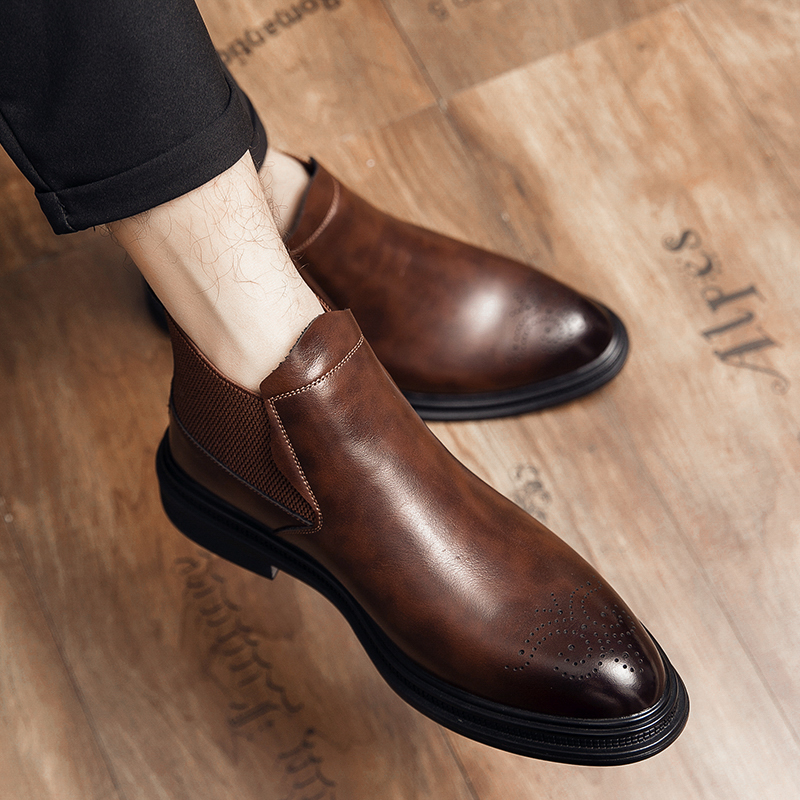 Los zapatos de cuero de caña a - Men Formal Wear With Boots reseña y precio
